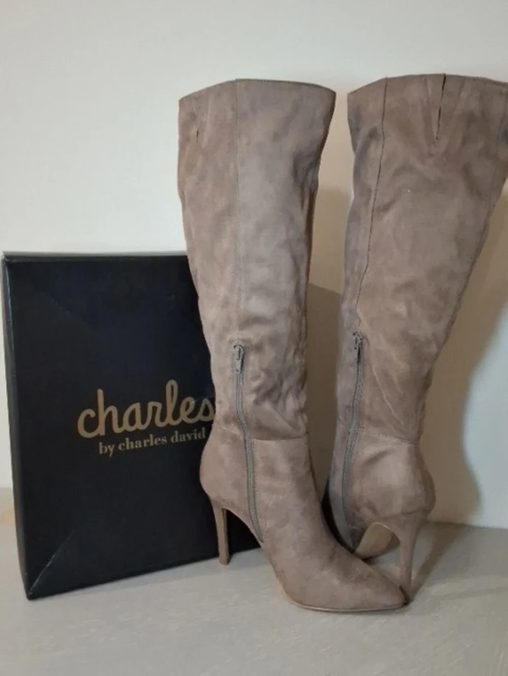 Charles By Charles David DAYA Taupe Knee High Boots 8.5 w/Box